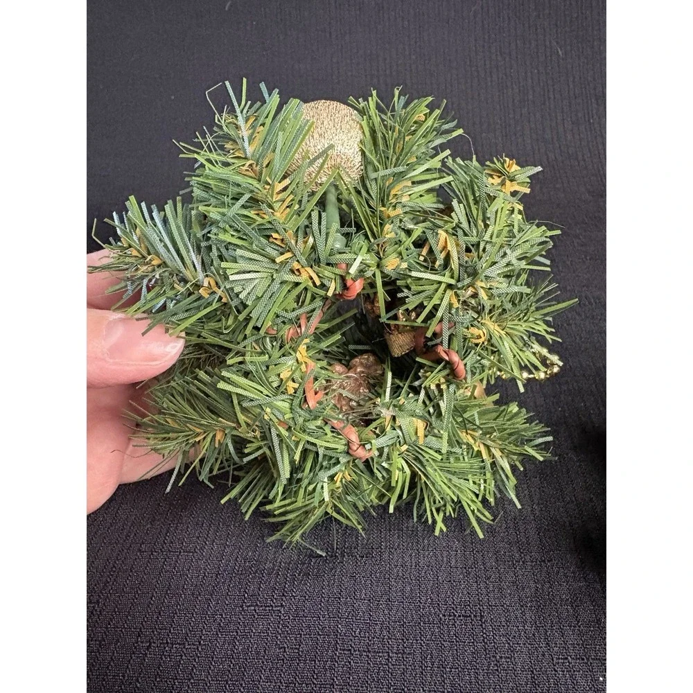 Christmas Centerpiece Candle Holder Rings 3 Piece Set Large Small LG Green Gold